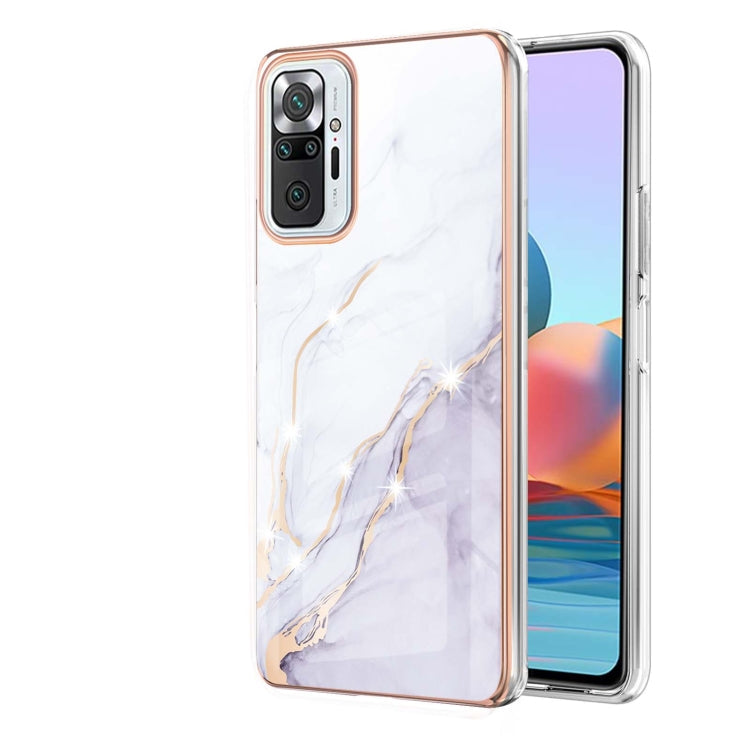 White Electroplated Marble Pattern Shockproof Case for Xiaomi Redmi Note 10 Pro / 10 Pro Max