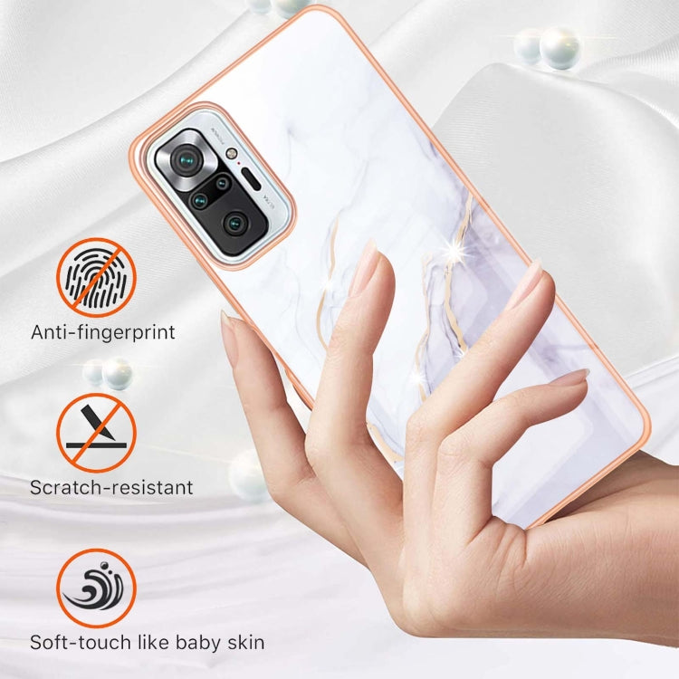 White Electroplated Marble Pattern Shockproof Case for Xiaomi Redmi Note 10 Pro / 10 Pro Max