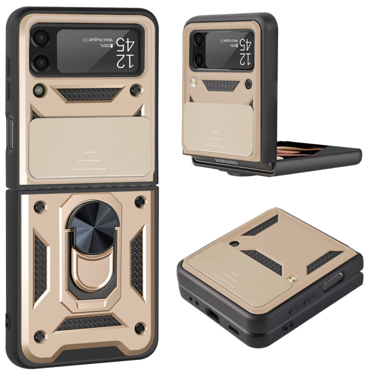 Sliding Camera Cover Gold Case for Samsung Galaxy Z Flip3 5G