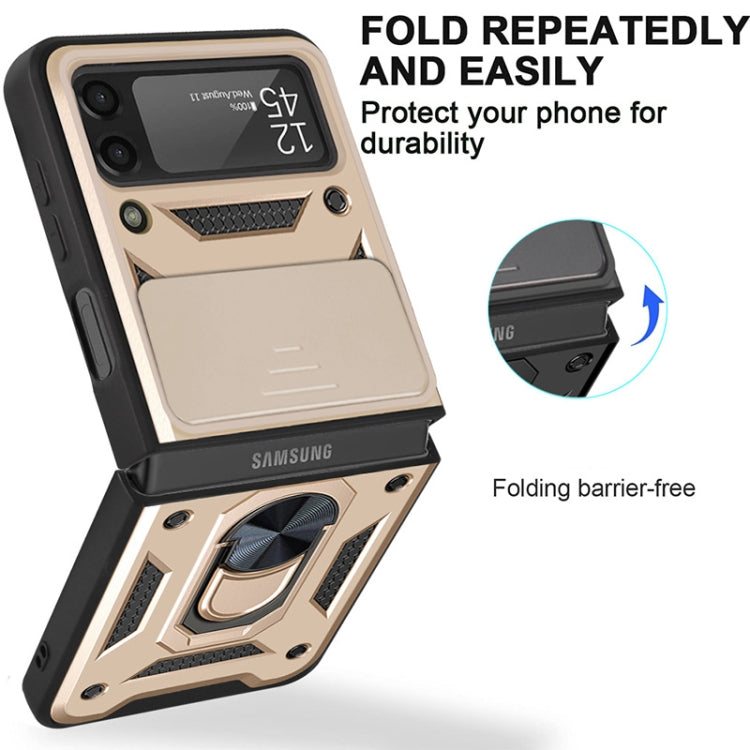 Sliding Camera Cover Gold Case for Samsung Galaxy Z Flip3 5G