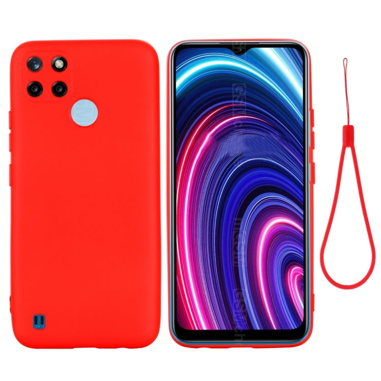 Solid Red Liquid Silicone Protective Case for OPPO Realme C21Y Foreign Version