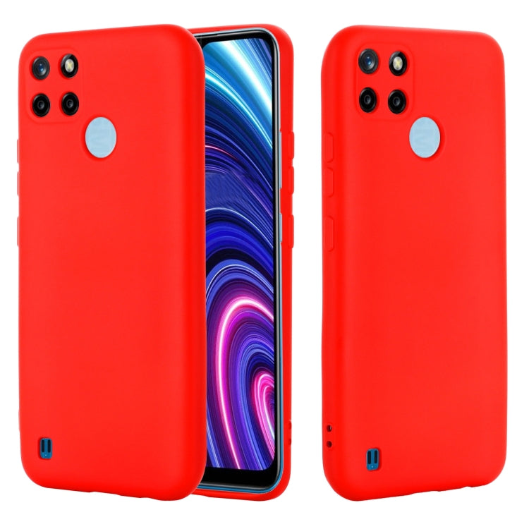 Solid Red Liquid Silicone Protective Case for OPPO Realme C21Y Foreign Version