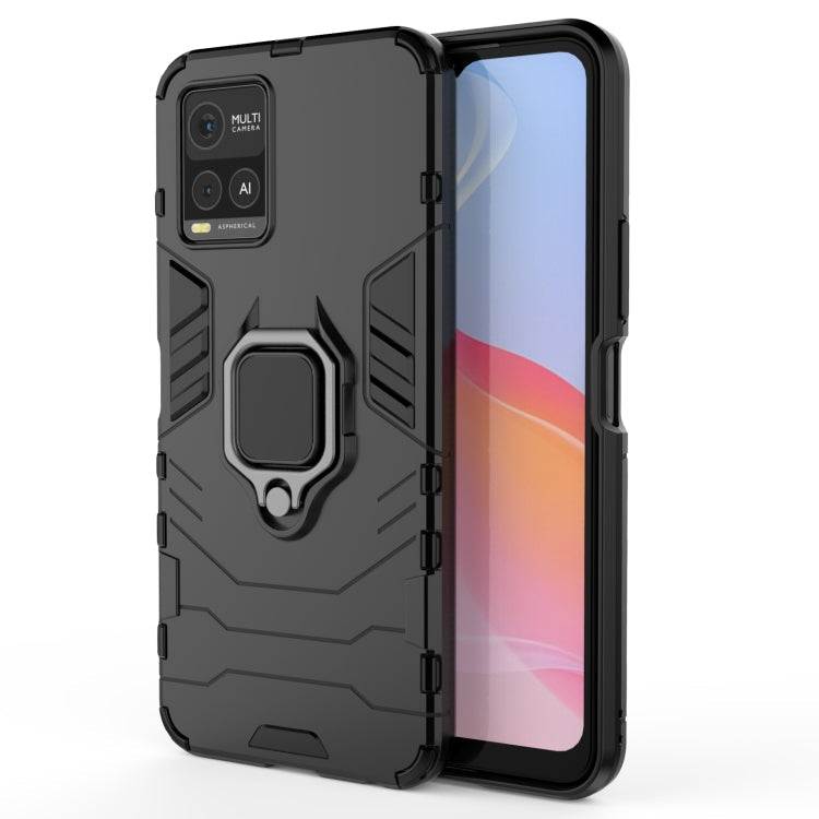 Black Shockproof PC + TPU Protective Case with Magnetic Ring Holder for vivo Y21