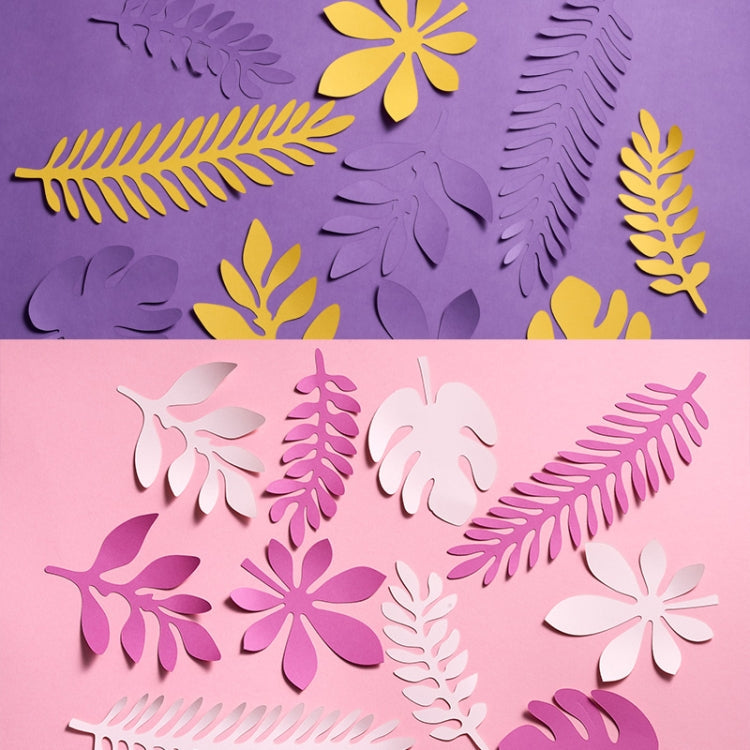 10 in 1 Creative Paper Cutting Shooting Props with Tree Leaves and Papercut Jewelry Cosmetics Background (Purple)