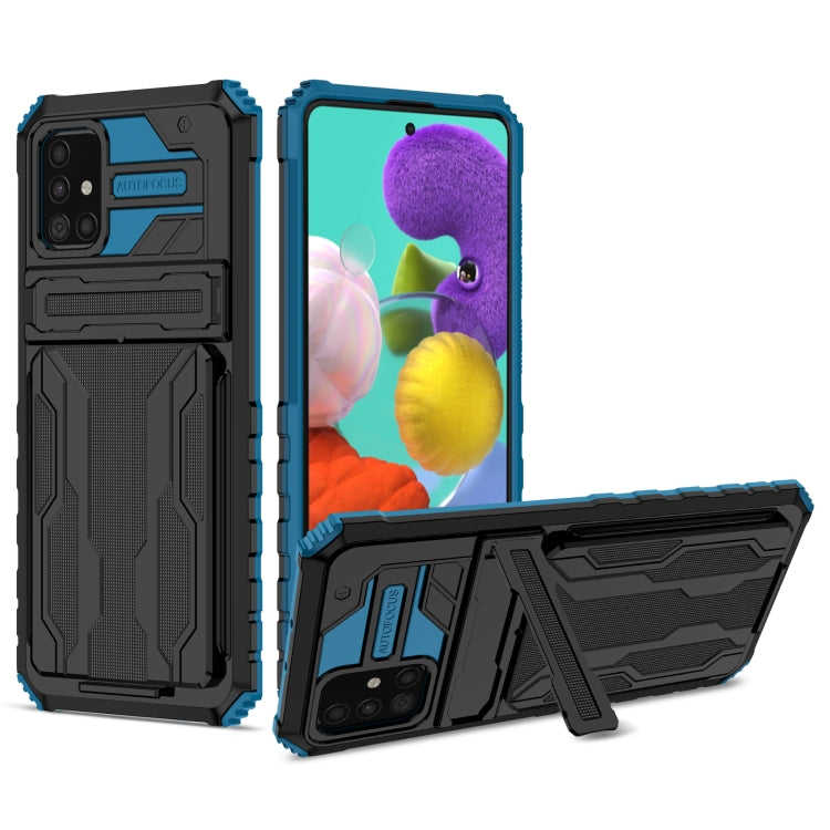 Kickstand Armor Card Wallet Phone Case for Samsung Galaxy A31/A51 (Blue)