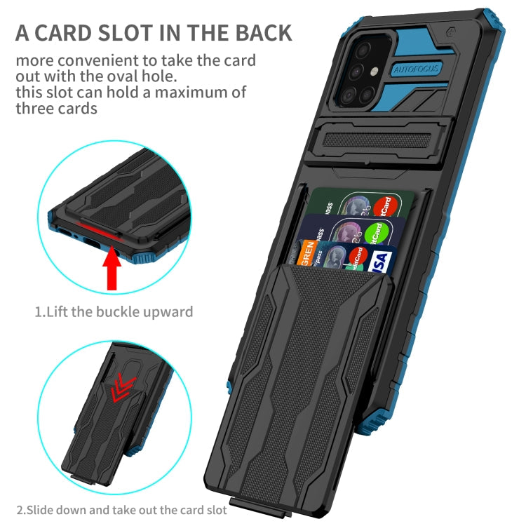 Kickstand Armor Card Wallet Phone Case for Samsung Galaxy A31/A51 (Blue)