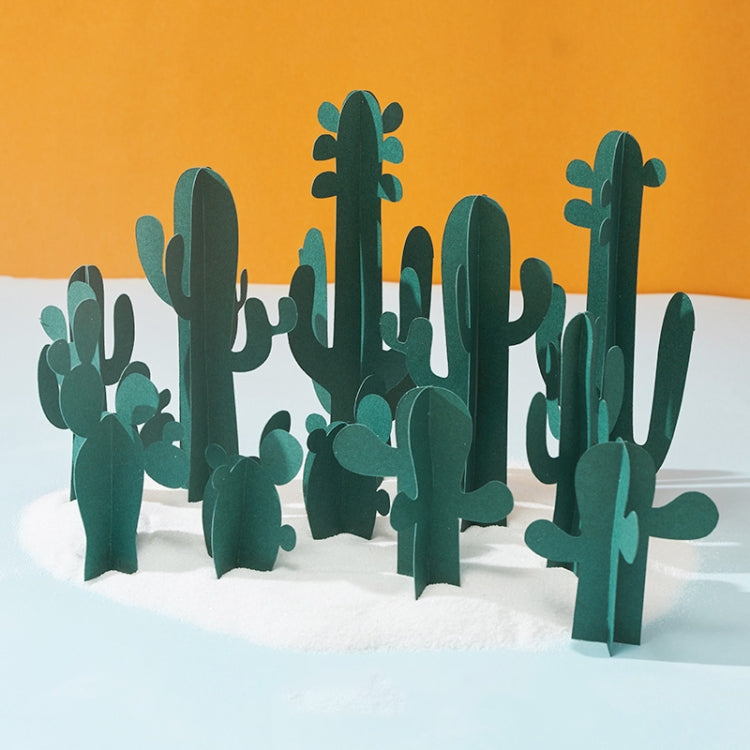 Miniature Beach Paper Cut Cactus Photography Props Set (Green, 12 in 1)