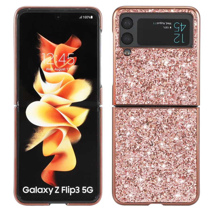 Glitter Powder Shockproof TPU Protective Case for Samsung Galaxy Z Flip3 5G (Rose Gold)