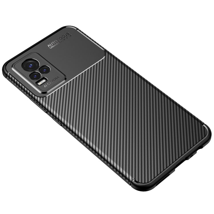 Shockproof TPU Case for vivo Y33S with Carbon Fiber Texture in Black
