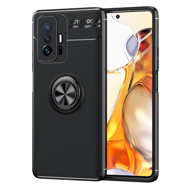 Xiaomi Mi 11T Sleek Black Metal Ring Holder TPU Case with 360-Degree Rotation