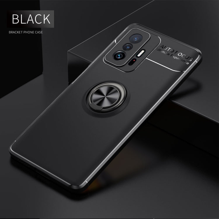 Xiaomi Mi 11T Sleek Black Metal Ring Holder TPU Case with 360-Degree Rotation