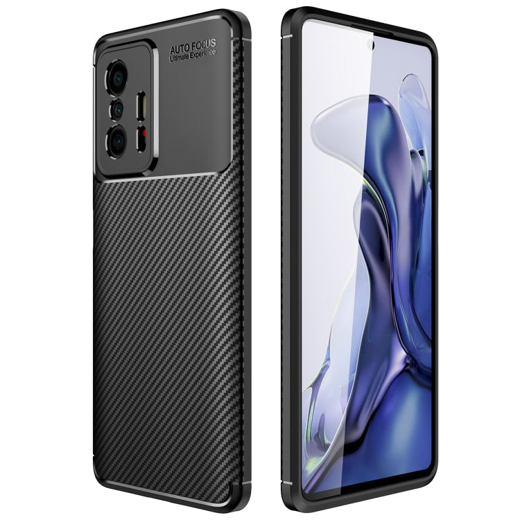 Carbon Fiber Texture Shockproof TPU Case for Xiaomi Mi 11T / 11T Pro in Black