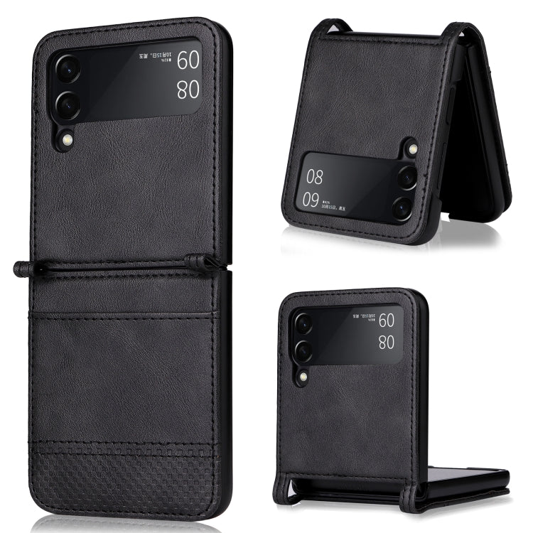 Retro Black Leather Case with Card Slots for Samsung Galaxy Z Flip3 5G