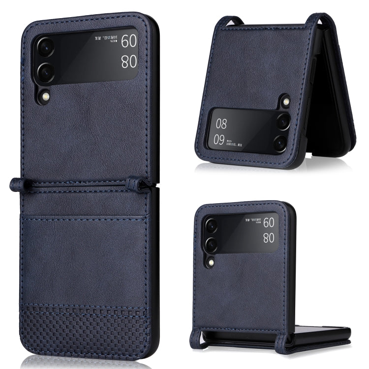 Blue Retro Leather Case with Card Slots for Samsung Galaxy Z Flip3 5G