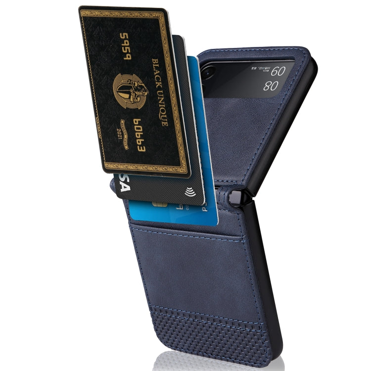 Blue Retro Leather Case with Card Slots for Samsung Galaxy Z Flip3 5G
