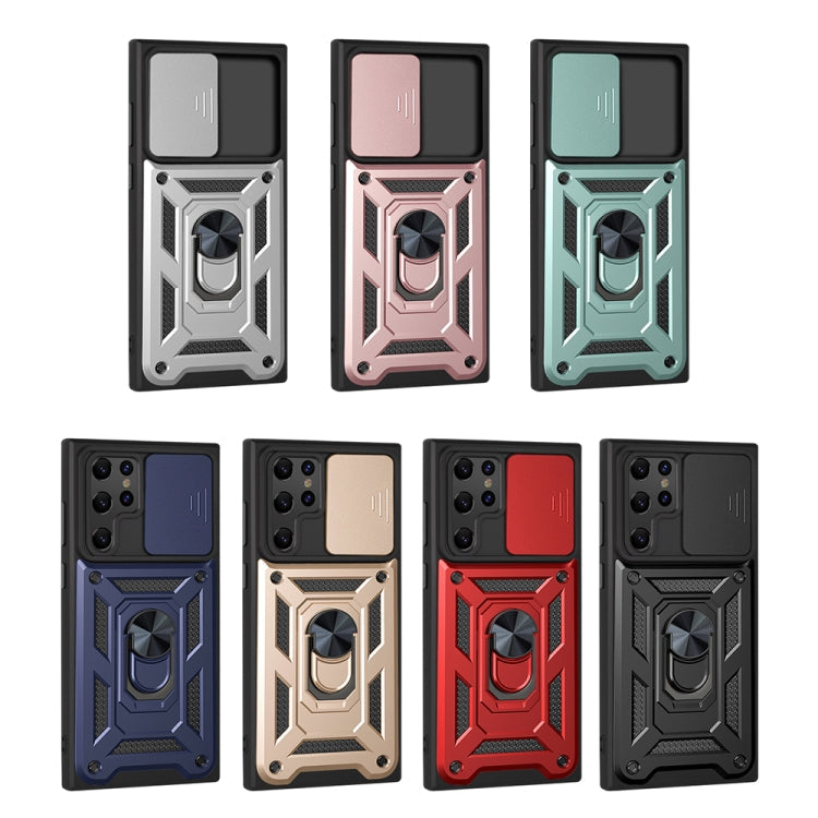 Rose Gold Sliding Camera Cover Protective Case for Samsung Galaxy S22 Ultra 5G