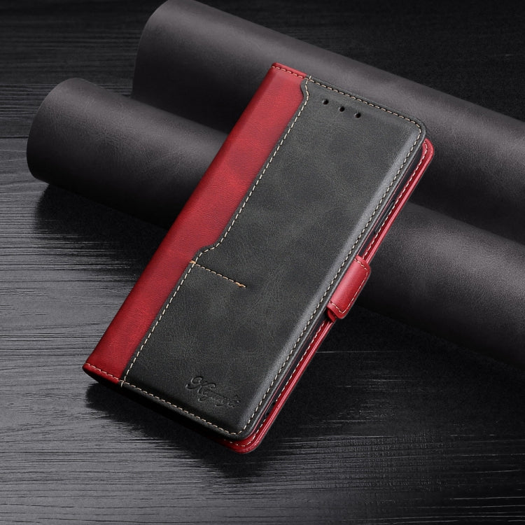 Stylish Red Leather Case with Retro Texture for Samsung Galaxy S22 Ultra 5G