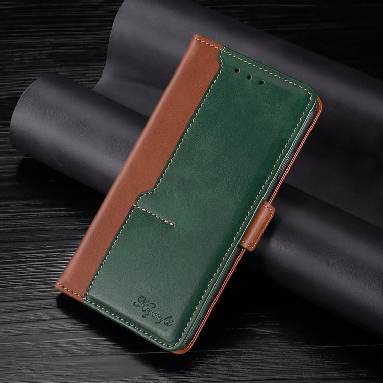 Samsung Galaxy S22 Ultra 5G Retro Texture Leather Case with Card Slots (Light Brown + Green)
