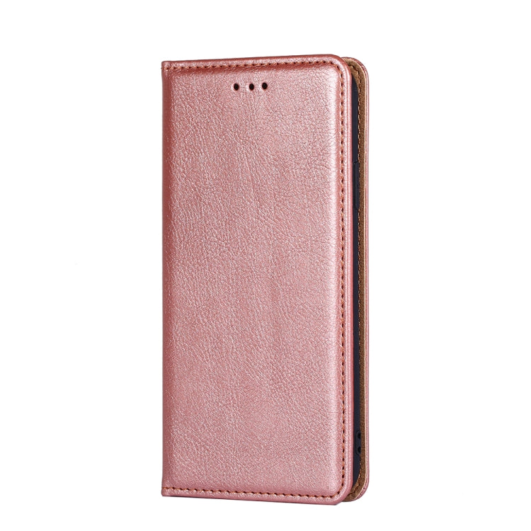 Rose Gold Magnetic Horizontal Flip Leather Case for Samsung Galaxy S22 Ultra 5G with Card Slot & Wallet