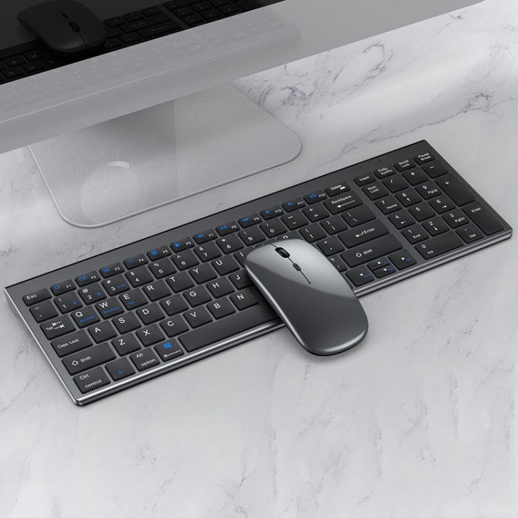 Wireless Bluetooth Keyboard Mouse Set with Three Modes (Gun Black)