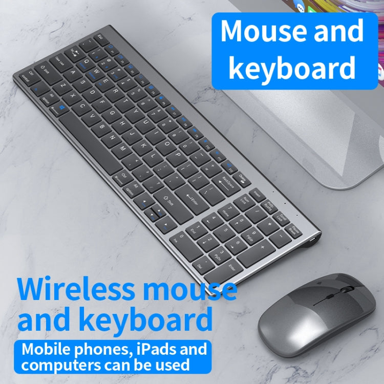 109 Three-mode Wireless Bluetooth Keyboard Mouse Set (Silver) with Extended Battery Life and Dual Device Connection