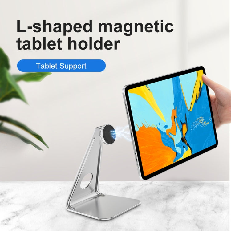 R-JUST PB01 L-shaped Magnetic Rotatable Mobile Phones and Tablets Holder-Silver