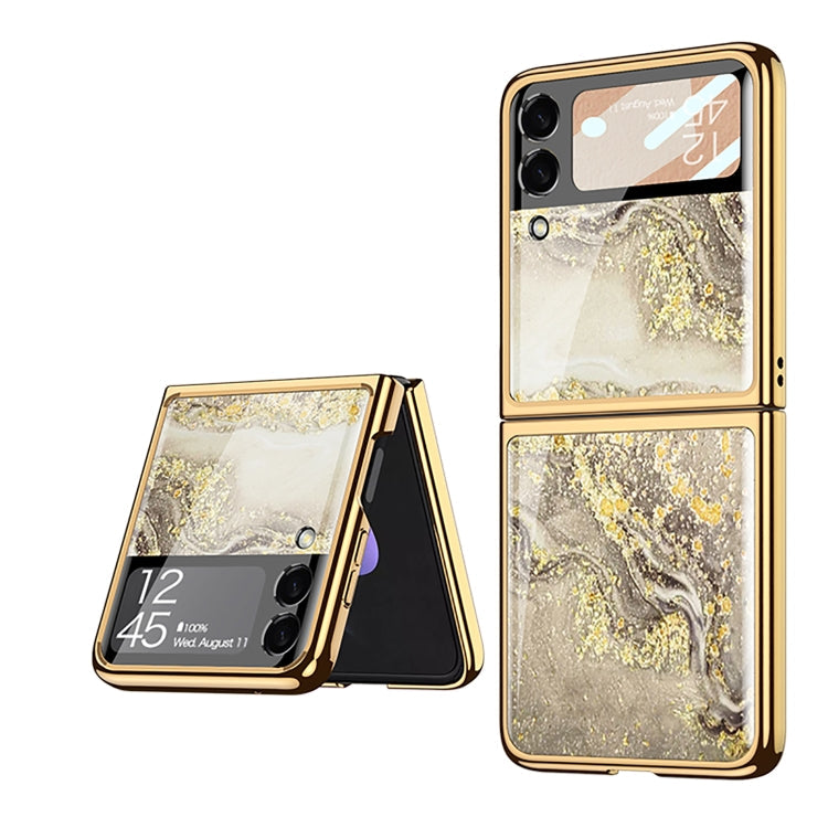 GKK Marble Pattern Electroplating Glass Phone Case for Samsung Galaxy Z Flip3 5G - Marble 11
