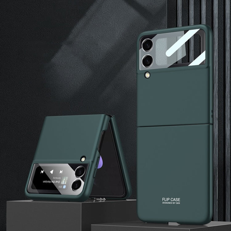 GKK Integrated Ultra-thin Full Coverage Phone Flip Case for Samsung Galaxy Z Flip3 5G (Dark Green)