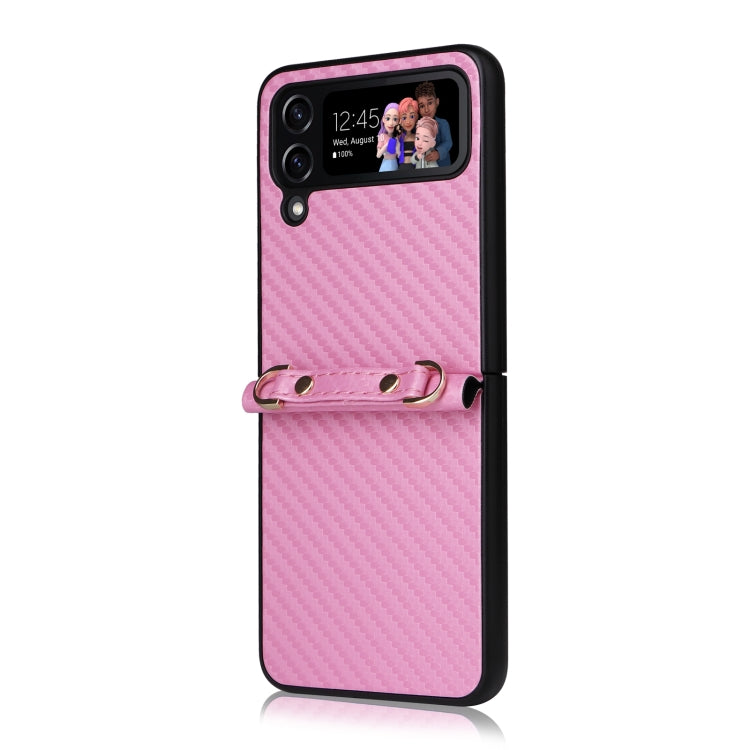 Samsung Galaxy Z Flip3 5G Blue Carbon Fiber Texture Shock-proof PU Phone Case