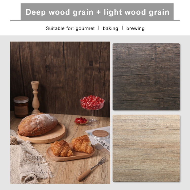 Retro PVC Photography Backdrops Board 60 x 60cm Double Sided (Dark Light Wood Grain)