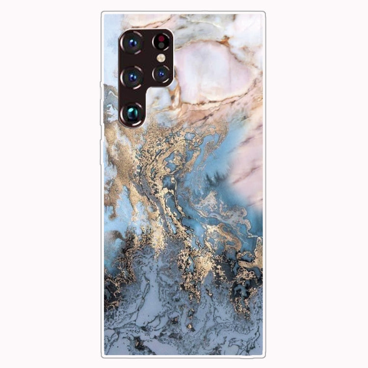 Abstract Marble Pattern TPU Phone Protective Case for Samsung Galaxy S22 Ultra 5G (Gold)