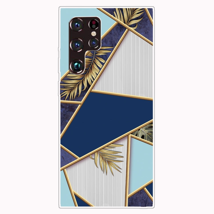 Abstract Marble Pattern TPU Phone Protective Case for Samsung Galaxy S22 Ultra 5G (Leaves)