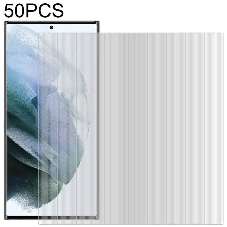 50pcs 3D Curved Silk-screen PET Full Coverage Protective Film for Samsung Galaxy S22 Ultra 5G (Transparent)