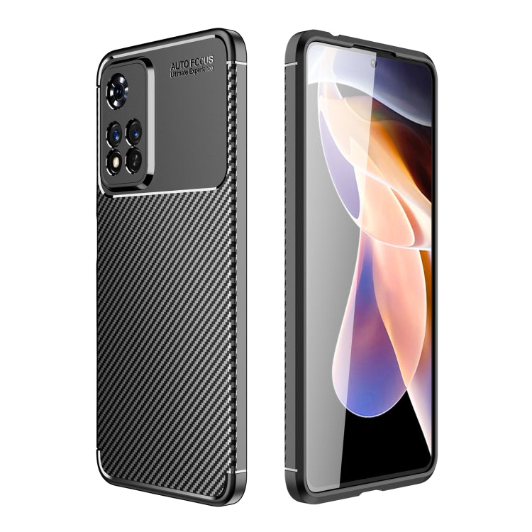Xiaomi Redmi Note 11 Pro Carbon Fiber Texture Shockproof TPU Phone Case in Black