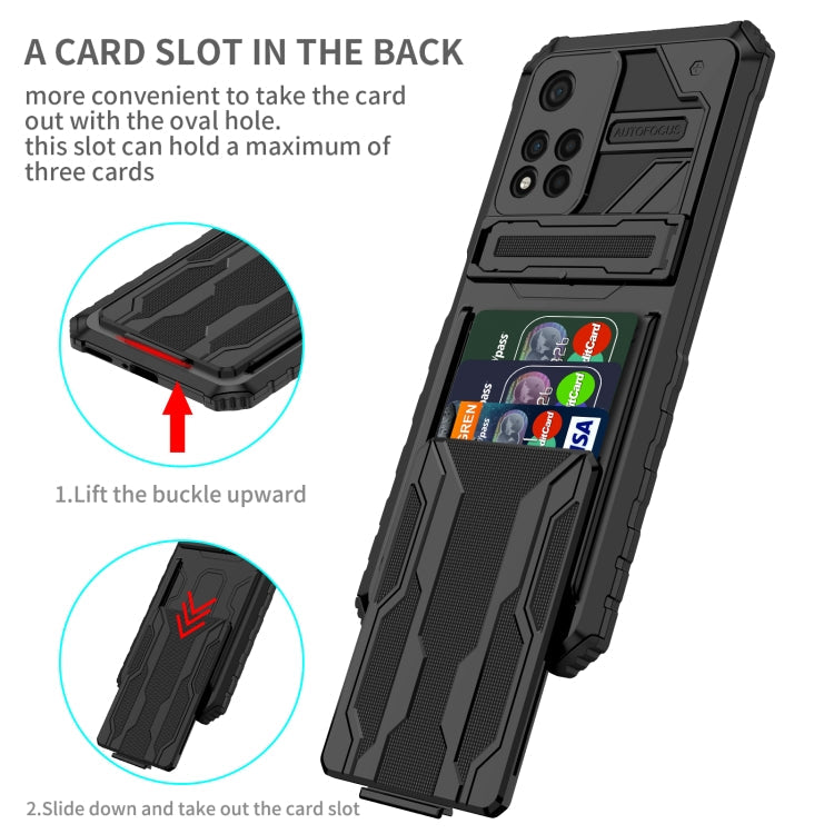 Xiaomi Redmi Note 11 Pro Black Kickstand Armor Card Wallet Phone Case
