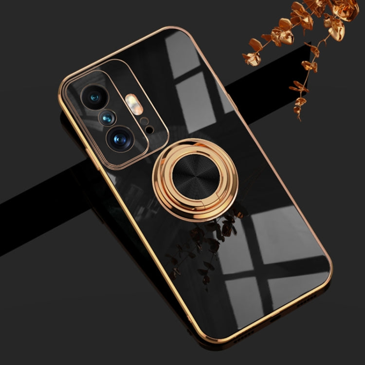 6D Electroplating Full Coverage Silicone Protective Case with Magnetic Ring Holder for Xiaomi Mi 11T / Mi 11T Pro (Black)