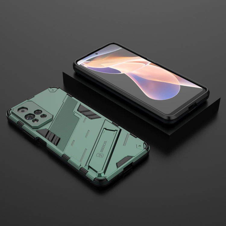 Green 2 in 1 PC + TPU Shockproof Phone Case with Invisible Holder for Xiaomi Redmi Note 11 Pro / Note 11 Pro+