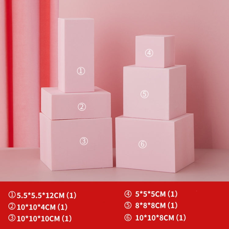 Versatile 6-in-1 Geometric Cube Foam Props for Photography (Pink)