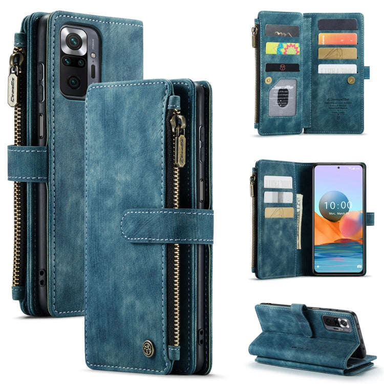 CaseMe-C30 Multifunctional Horizontal Flip Phone Case for Xiaomi Redmi Note 10 Pro 4G/ Redmi Note 10 Pro Max (Blue)