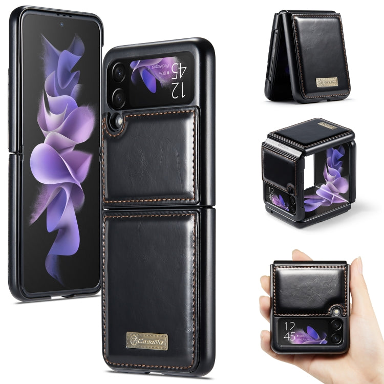 CaseMe 003 Crazy Horse Texture Horizontal Flip Leather Phone Case for Samsung Galaxy Z Flip3 5G (Black)