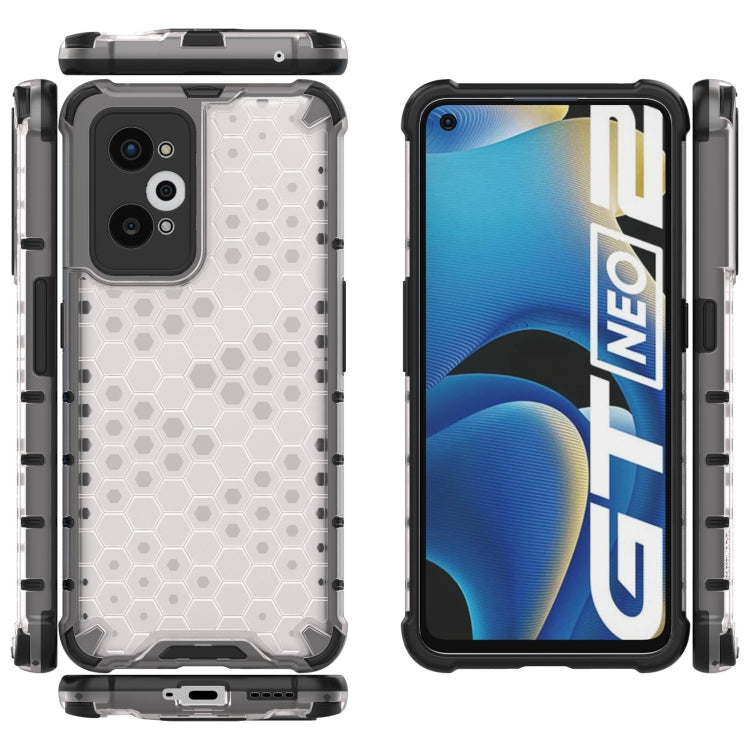 White Shockproof Honeycomb PC + TPU Phone Case for OPPO Realme GT Neo2 5G