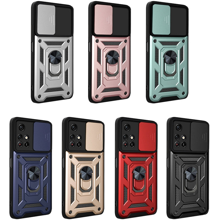 Golden Sliding Camera Cover Phone Case for Xiaomi Redmi Note 11 (6.5 inch)