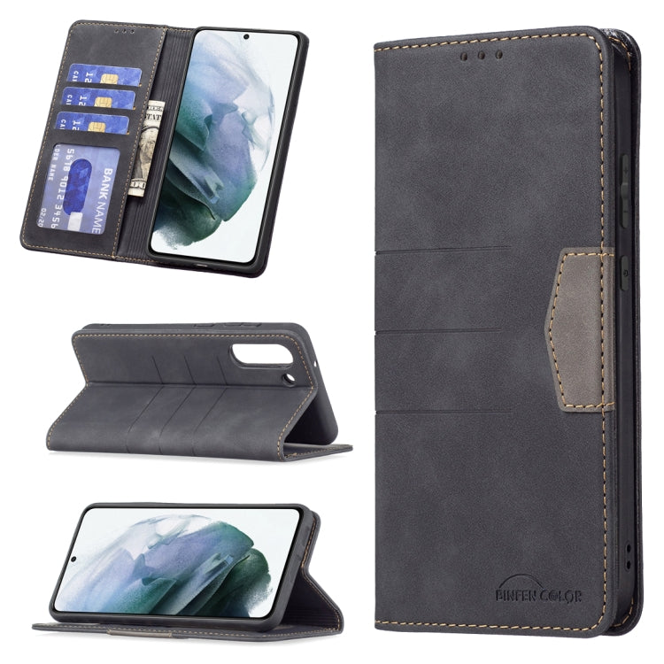 Samsung Galaxy S21 FE 5G Leather Phone Case with Magnetic Closure (Black)