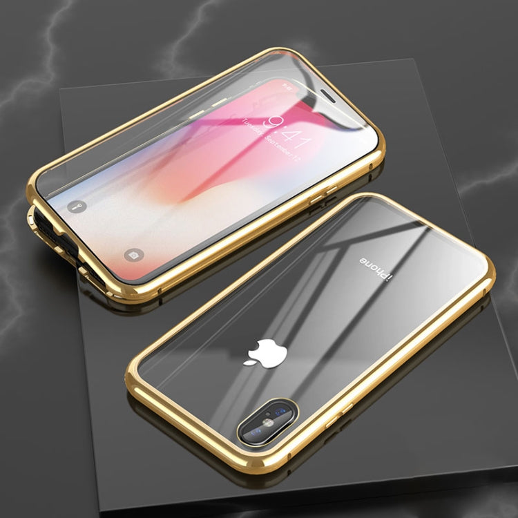 Gold Ultra Slim Magnetic Adsorption Flip Case for iPhone X/XS