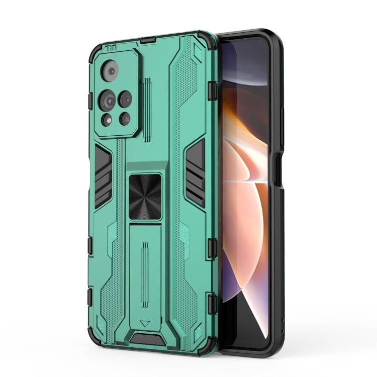 Green Shock-proof Phone Case with Holder for Xiaomi Redmi Note 11 Pro