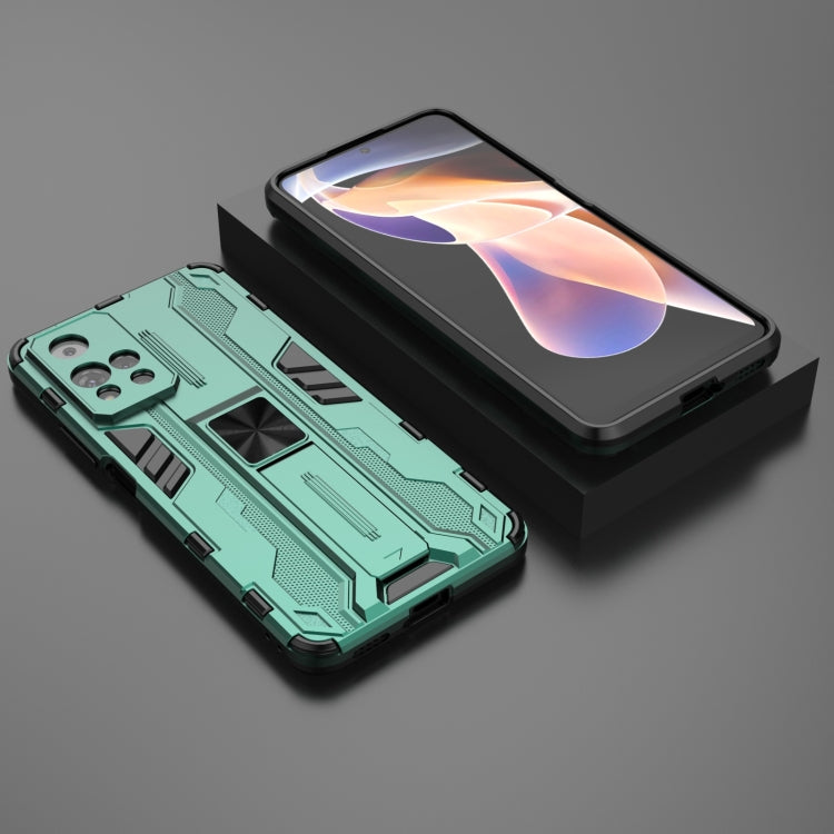 Green Shock-proof Phone Case with Holder for Xiaomi Redmi Note 11 Pro