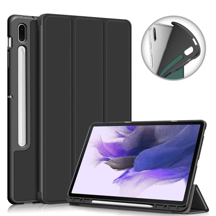 Samsung Galaxy Tab S7 FE 12.4 Leather Tablet Case with Horizontal Flip Stand (Black)
