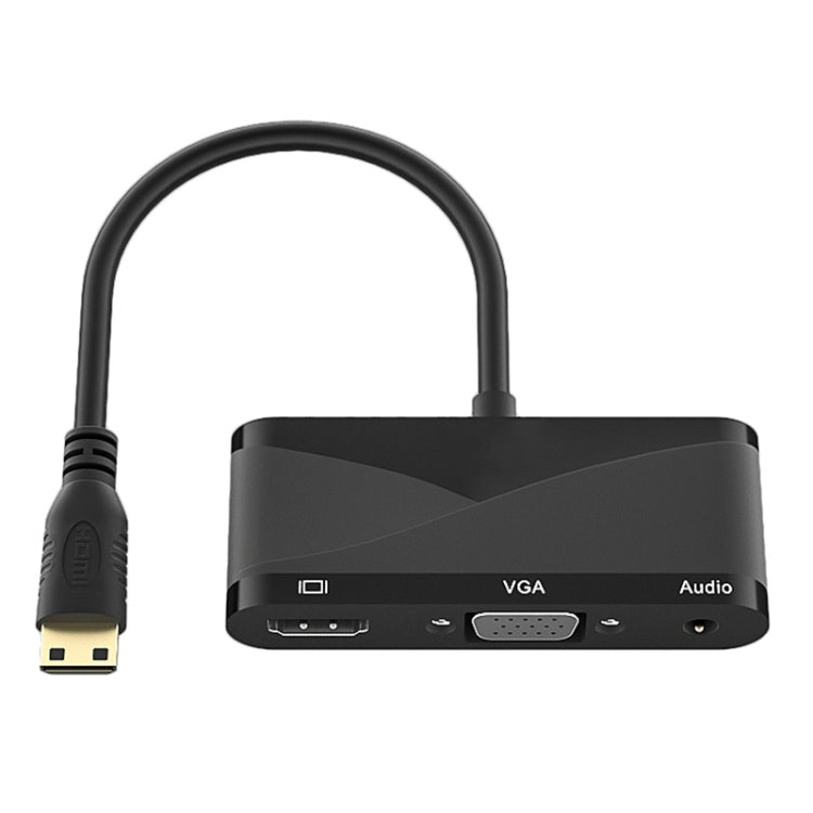 3-in-1 Mini HDMI to HDMI + VGA + 3.5 Audio Converter Cable (Black)
