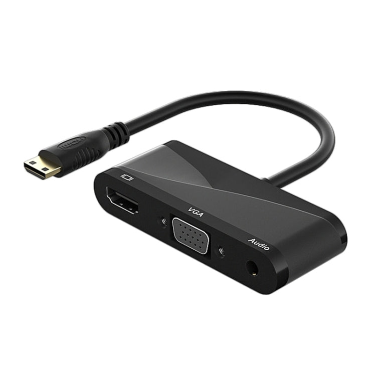 3-in-1 Mini HDMI to HDMI + VGA + 3.5 Audio Converter Cable (Black)