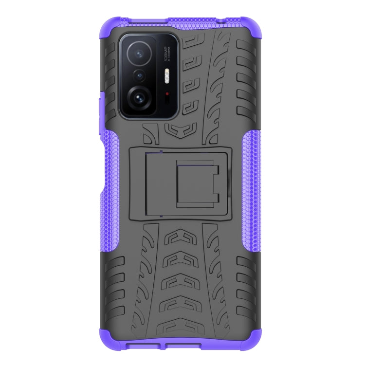 Xiaomi Mi 11T Purple Phone Case with Tire Texture and Holder